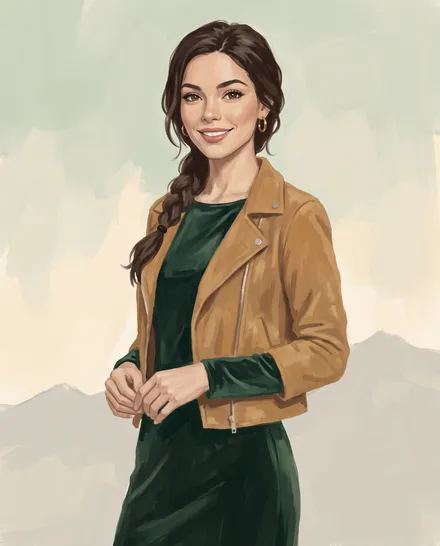 Portrait of Nadia Brandt, the guide's author and host. The painting is AI-generated: she is a character, not a real person.